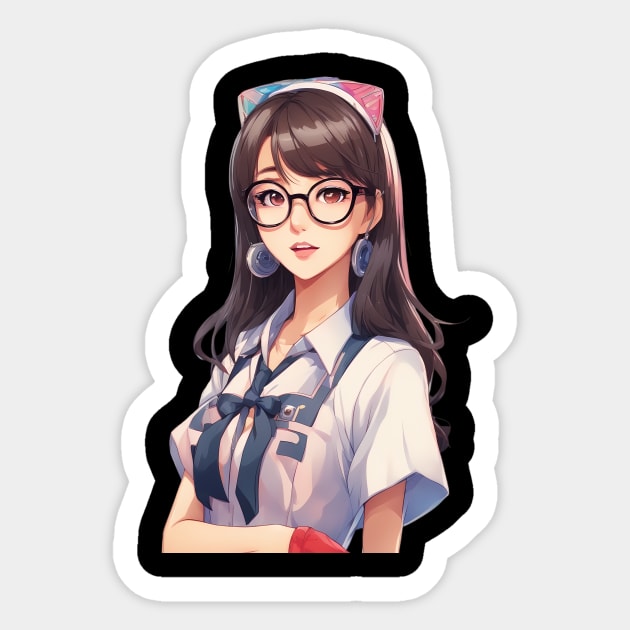 Nerd Asian Schoolgirl Sticker by animegirlnft